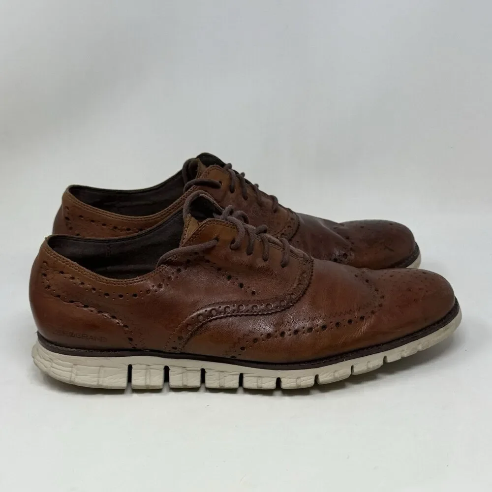 Cole Haan Zerogrand Wingtip Oxford Mens 13 M Brown Burnished Leather Shoes